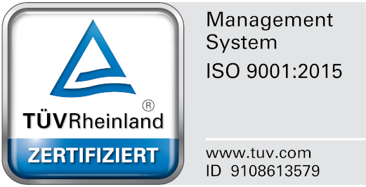 Wir investieren in Qualität! Unser Qualitätsmanagementsystem ist TÜV Rheinland geprüft und zertiﬁziert.